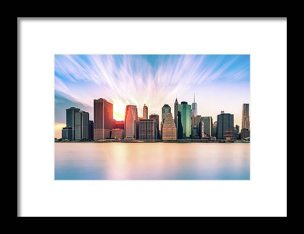Afternoon Framed Print featuring the photograph Financial District at sunset by Mihai Andritoiu