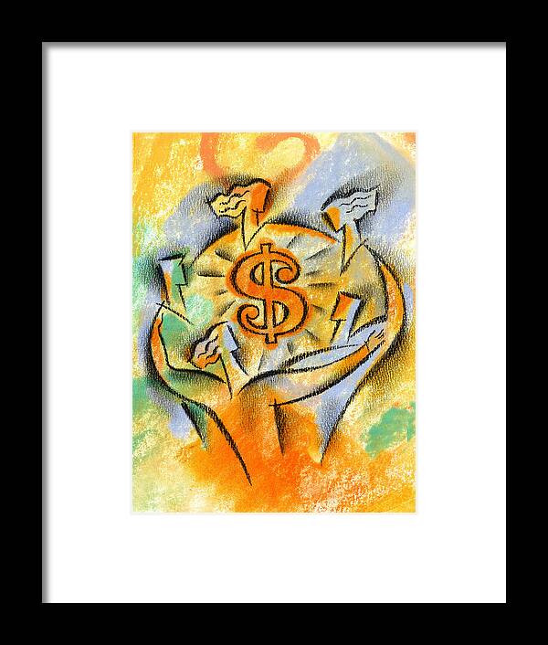  Business Deal Business Deals Dollar Sign Dollar Signs Dollars Financial Planning Financial Success Join Joined Joining Joining Together Joint Account Joint Venture Merger Mergers Money Moneymaking Opportunity Partner Partners Partnership Profit Prosper Prosperous Team Teams Teamwork Together Framed Print featuring the painting Financial Success by Leon Zernitsky