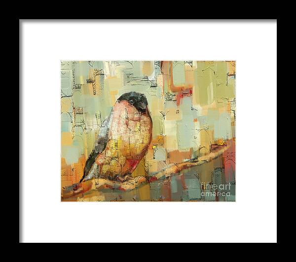 Bird Framed Print featuring the mixed media Finch Tapestry by Carrie Joy Byrnes