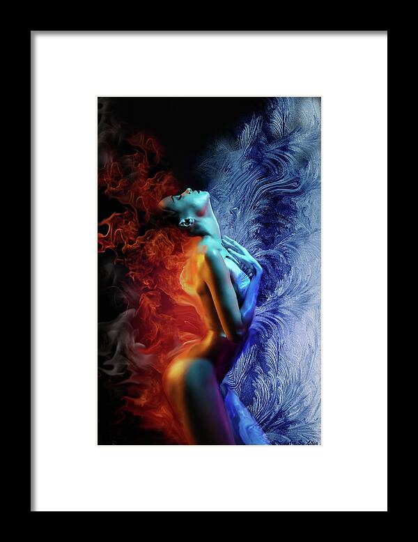 Fire And Ice Framed Print featuring the digital art Fire and Ice by Lilia D