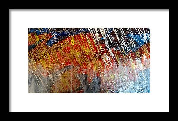 Abstract Framed Print featuring the painting Fire and Ice by Lori Jacobus-Crawford