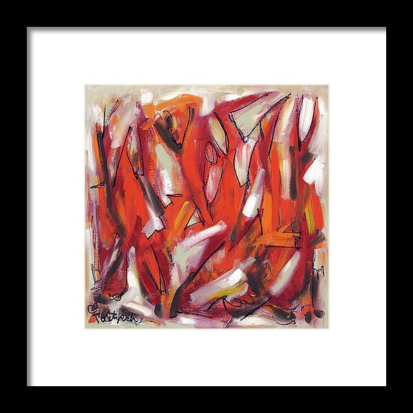 Abstract Expressionism Framed Print featuring the painting Fire and Light by Lynne Taetzsch