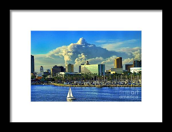 Long Framed Print featuring the photograph Fire Cloud over Long Beach by Mariola Bitner