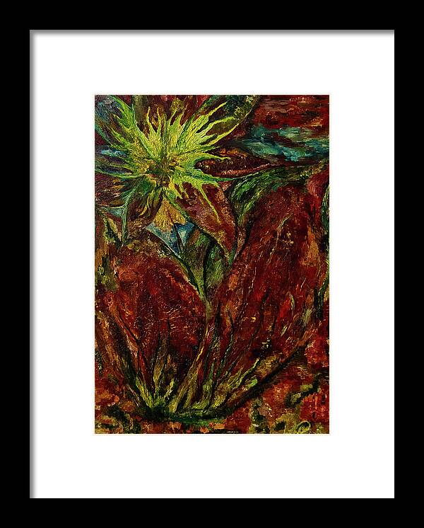 Floral Framed Print featuring the painting Fire Flower by Anitra Handley-Boyt