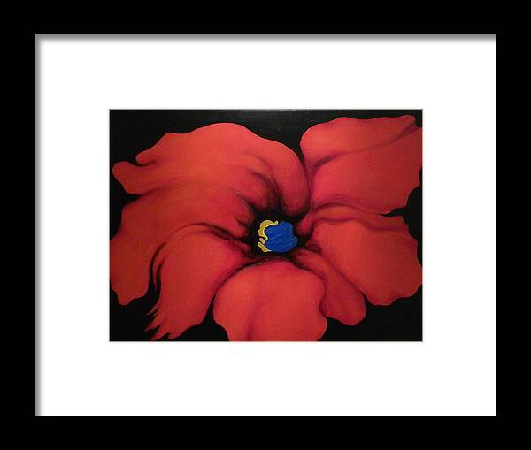 Red Bloom Artwork Framed Print featuring the painting Fire Flower by Jordana Sands