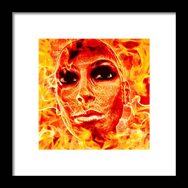 Fire Framed Print featuring the mixed media Fire Goddess by Elizabeth Hoskinson