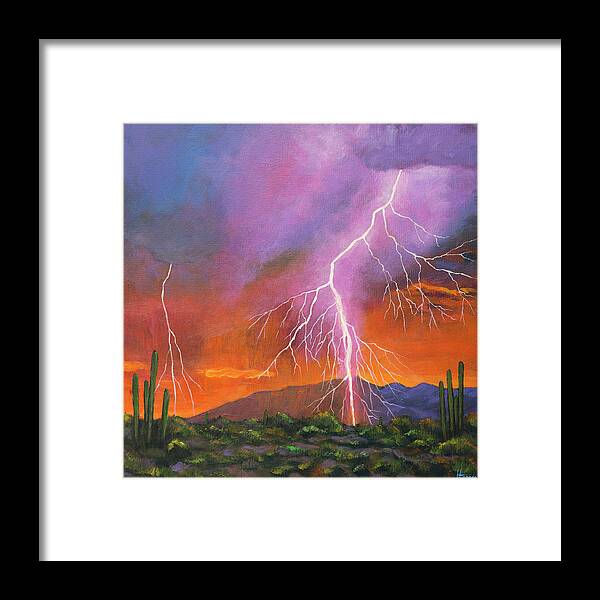 Arizona Framed Print featuring the painting Fire in the Sky by Johnathan Harris