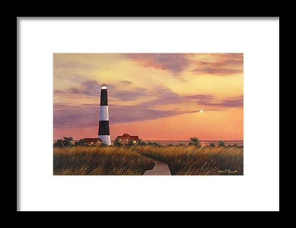 Lighthouse Framed Print featuring the painting Fire Island Lighthouse by Diane Romanello