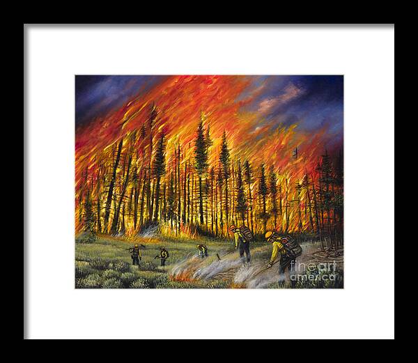 Fire Framed Print featuring the painting Fire Line 1 by Ricardo Chavez-Mendez