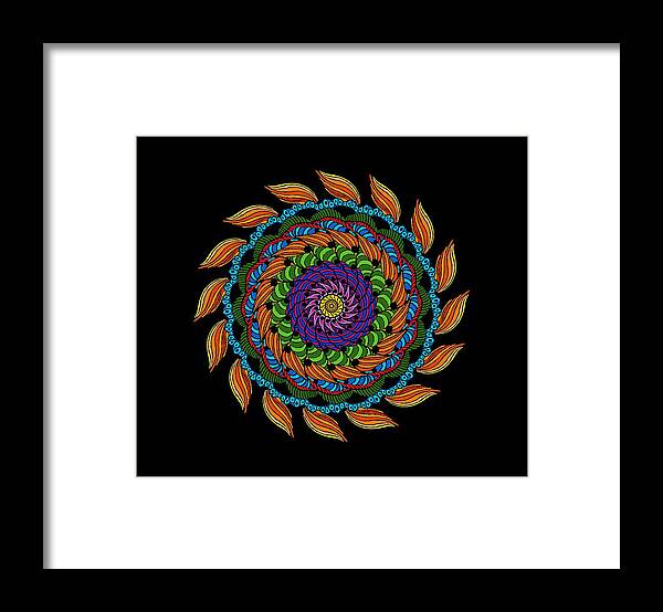 Mandala Framed Print featuring the digital art Fire Mandala by Becky Herrera