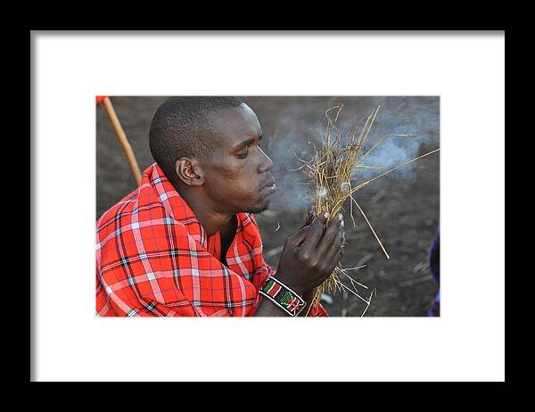 Masai Warrior Framed Print featuring the photograph Fire Starter by Joe Burns