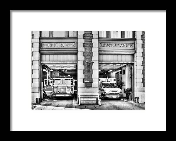 Mel Steinhauer Framed Print featuring the photograph Fire Station Number 46 BW by Mel Steinhauer