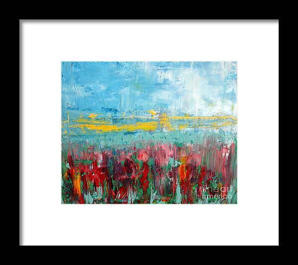Abstract Framed Print featuring the painting Fire weed by Julie Lueders 