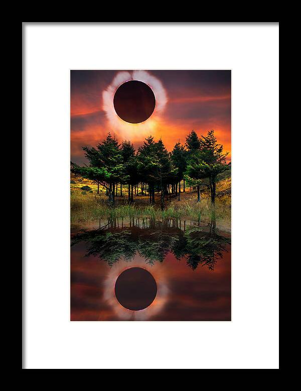 American Framed Print featuring the photograph Firefall Eclipse by Debra and Dave Vanderlaan