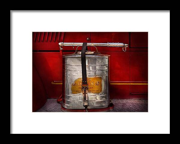 Suburbanscenes Framed Print featuring the photograph Fireman - Indian Pump by Mike Savad