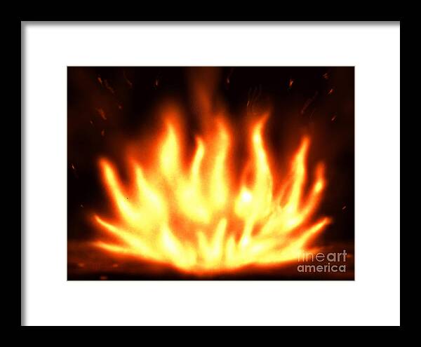 Fire Framed Print featuring the painting Fires At Midnight by Roxy Riou