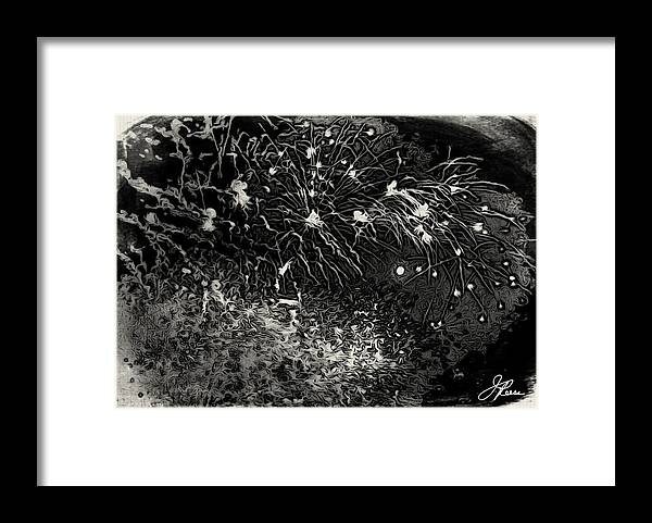 Close Up Photo Fireworks Framed Print featuring the painting Firework 12 by Joan Reese