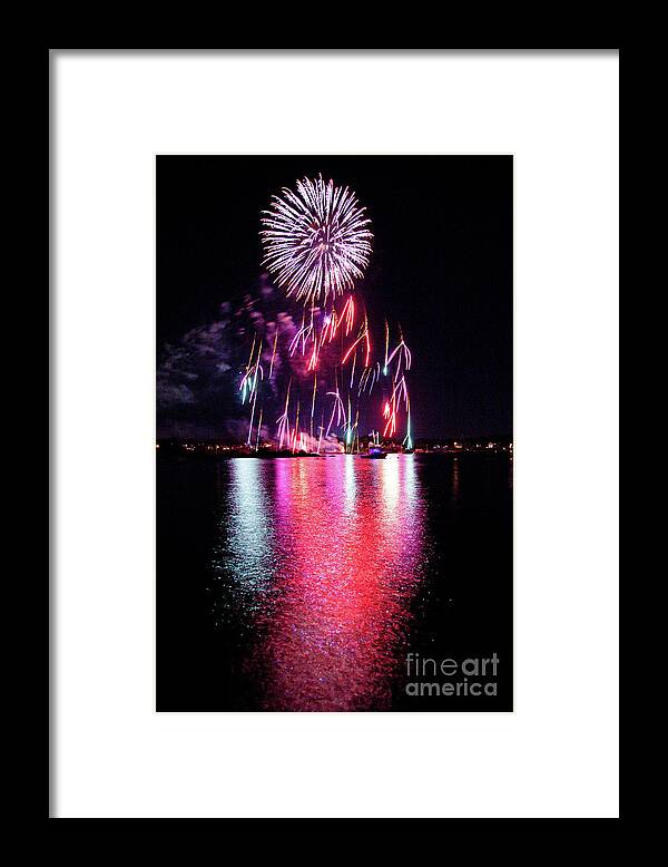 Fireworks Framed Print featuring the photograph Fireworks 1 by Butch Lombardi