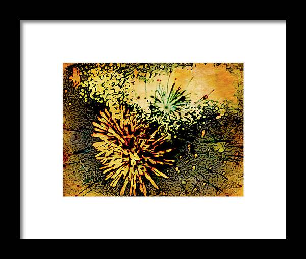 Fireworks Framed Print featuring the painting Fireworks 1 by Joan Reese