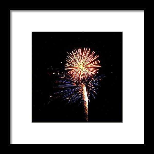Fireworks Framed Print featuring the photograph Fireworks from a Boat - 25 by Jeffrey Peterson