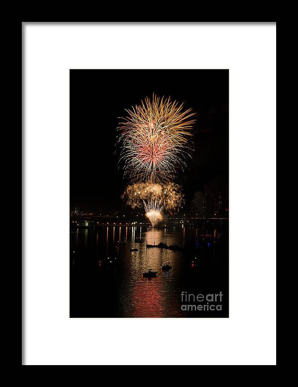 Fireworks Framed Print featuring the photograph Fireworks by Quinn Sedam