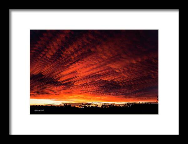 Sky Scape Framed Print featuring the photograph Fiery Sky 7 by Karen Slagle