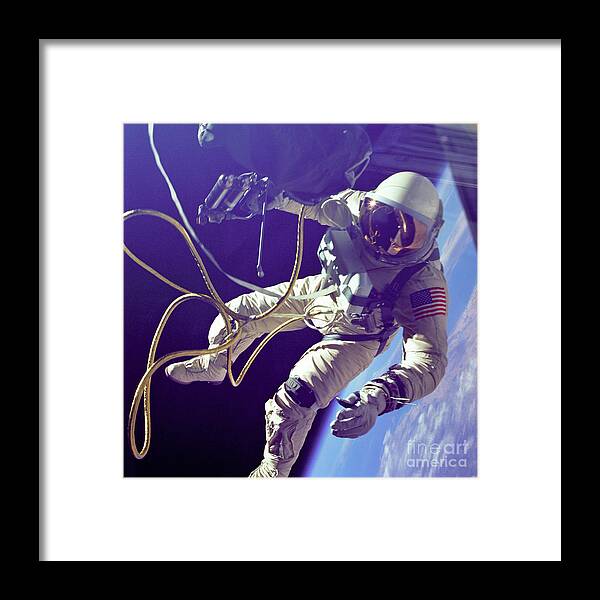 Science Framed Print featuring the photograph First American Walking In Space, Edward by Nasa