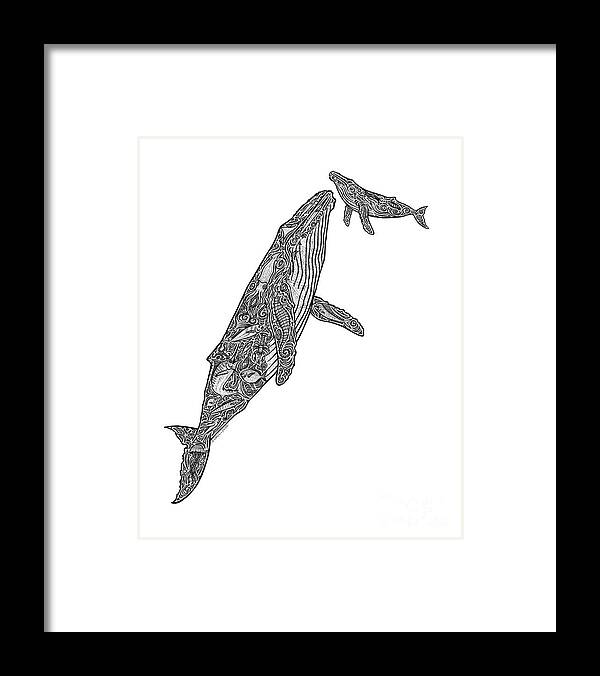 Whale Framed Print featuring the drawing First Breath by Carol Lynne