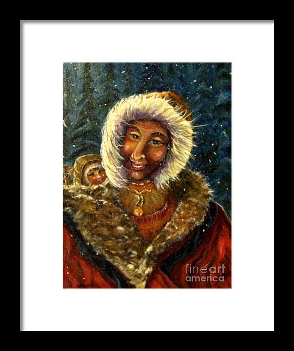 Native American Art Framed Print featuring the mixed media First Christmas Snow by Philip And Robbie Bracco
