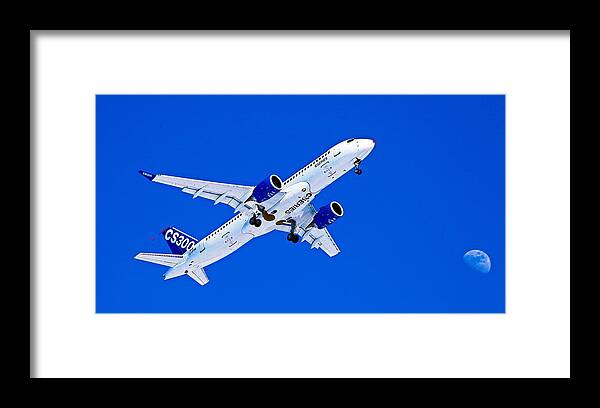 Airbus Framed Print featuring the photograph First Airbus A220-300 / Bombardier CSeries CS300 First Flight - No Text by Sylvain Faust