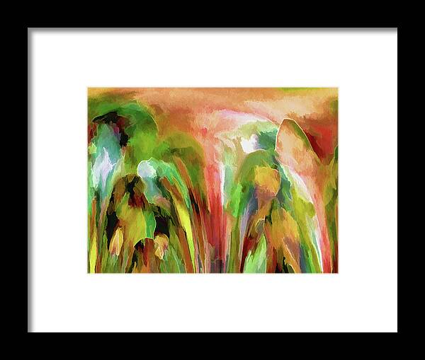 Abstract Framed Print featuring the digital art First Day in the Garden by Lynda Lehmann