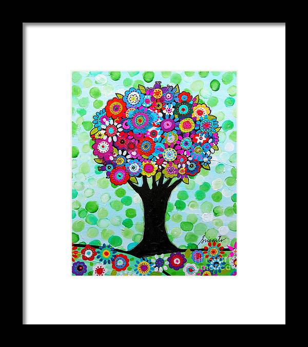 Tree Of Life Framed Print featuring the painting First Day Of Spring by Pristine Cartera Turkus