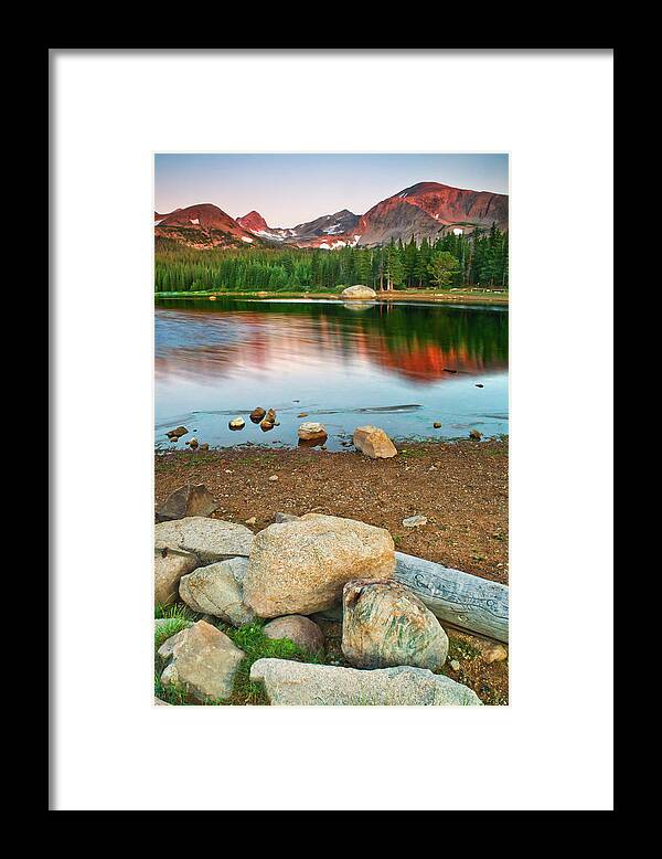 Brainard Lake Framed Print featuring the photograph First Light On The Shores by John De Bord