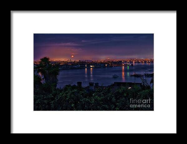 First Framed Print featuring the photograph First Moonset of 2018 by Eddie Yerkish
