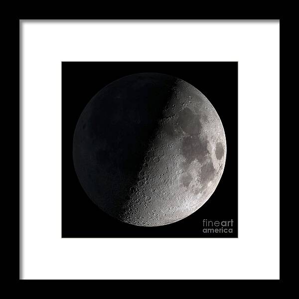 Mare Serenitatis Framed Print featuring the photograph First Quarter Moon by Stocktrek Images
