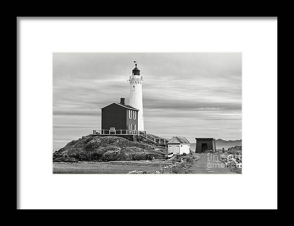 B+w Framed Print featuring the photograph Fisgard Lighthouse 3 bw by Jerry Fornarotto