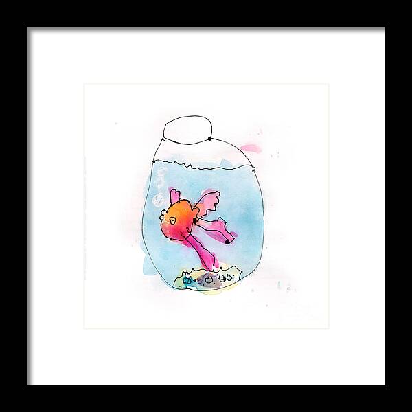 Fish Framed Print featuring the painting Fish by Adeline Longstreth Age Six