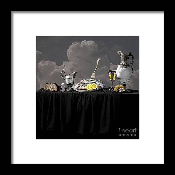 Realism Framed Print featuring the digital art Fish diner in silver by Alexa Szlavics