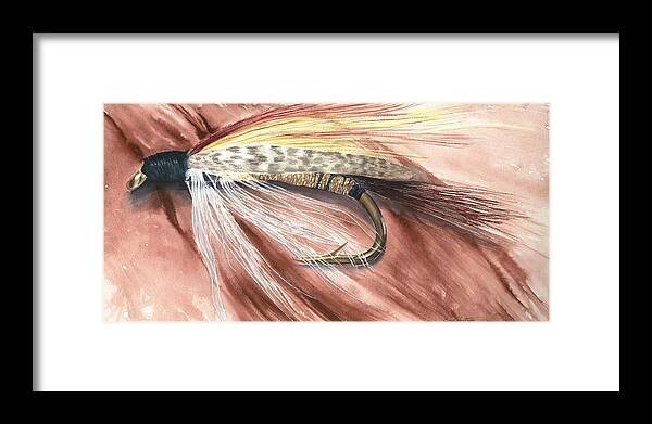 Cory Calantropio Framed Print featuring the painting Fish Fly on Sepia by Cory Calantropio