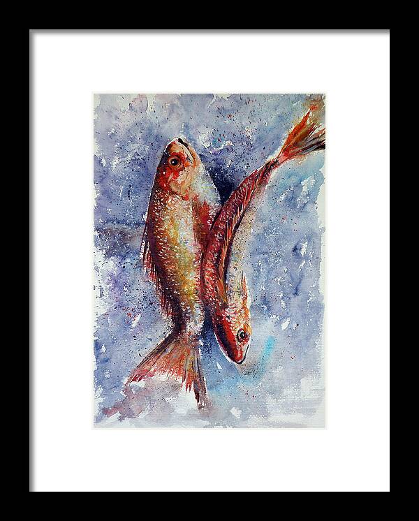 Fish Framed Print featuring the painting Fish by Kovacs Anna Brigitta