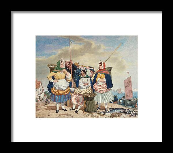 Richard Dadd Framed Print featuring the painting Fish Market by the Sea by Richard Dadd