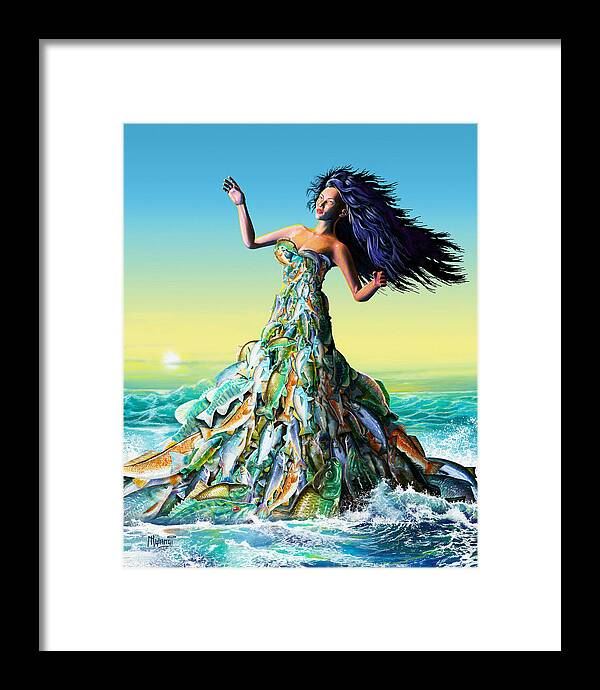School Framed Print featuring the painting Fish Queen by Anthony Mwangi