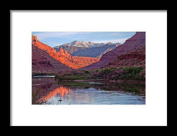 Moab Framed Print featuring the photograph Fisher Towers Sunset Reflection by Dan Norris