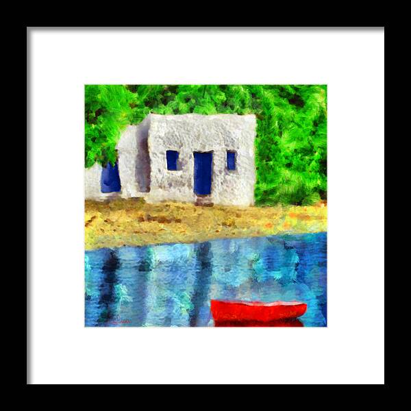 Fisherman House Framed Print featuring the painting Fisherman house by George Rossidis