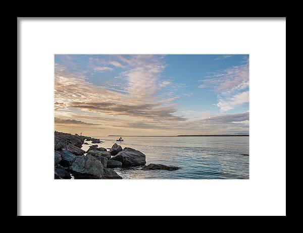 South Jetty Framed Print featuring the photograph Fishing Along the South Jetty by Greg Nyquist