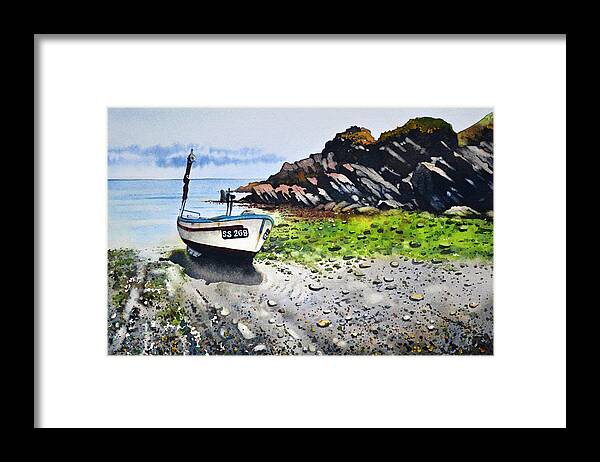 Tide Out Framed Print featuring the painting Fishing Boat Cadgwith by Paul Dene Marlor