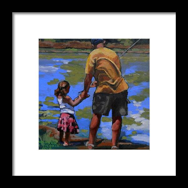 Father Framed Print featuring the painting Fishing Lesson by Martha Tisdale