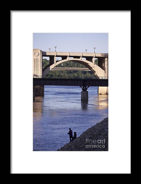Fishing Framed Print featuring the photograph Fishing on the Mississippi River by Kate Purdy