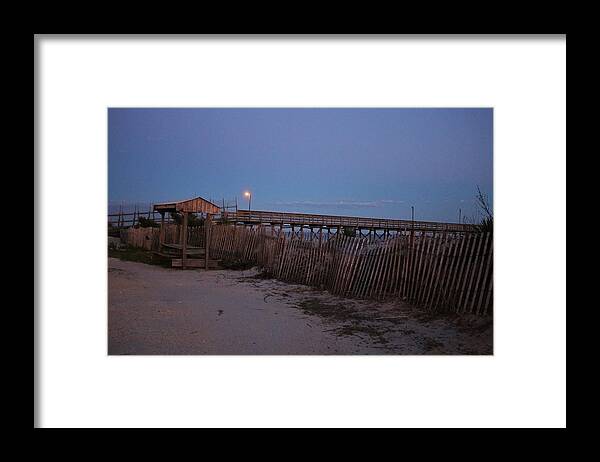Local Framed Print featuring the photograph Fishing Pier At Night by Cynthia Guinn