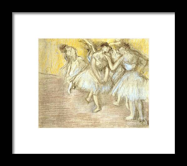 Edgar Degas (1834 - 1917) - Five Dancers On Stage Framed Print featuring the painting Five Dancers On Stage by MotionAge Designs